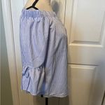 Roommates Womens Size Medium Blue White Striped Off The Shoulder Top Blouse NEW Photo 4