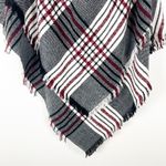 PLAID Fringe Hem Hoodie Front Closure Cabincore Poncho, One Size Size undefined Photo 5