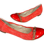 AGL Monika Ballet Flats Womens 14 Orange Patent Leather Cap Toe Feminine Italy Size 13 Photo 0