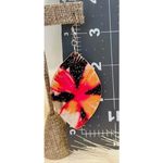 Handmade Dinner on the Beach Tropical Sunset Vibes Earrings Fabric Covered Wood Photo 1