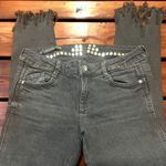 ZARA Black Trafaluc Jeans Silver Tone Studs Distressed Destroyed Raw Hem Size 2 Photo 0