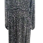 Astr the Label Dress Maxi Smocked Long Sleeve Floral Print Black Purple Size XL Photo 4