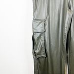 ZARA  Faux Leather High Waist Wide Leg Cargo Pants 6 Green Photo 4