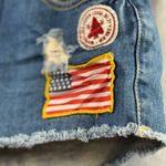 Forever 21  Premium Denim Distressed Jean Shorts – Size 26, Americana Patches Photo 1