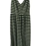 Poof New York Green and White Stripped Spaghetti Jumpsuit Romper in Small Photo 0