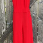 Vince Camuto Like New  Poppy Red Crepe Cropped Inseam Jumpsuit Size 2 Photo 2
