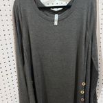 Zenana Premium  Charcoal Gray Long Sleeve Tunic Top with Side Buttons Size 2X Photo 3