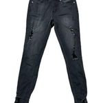 HH Jeans Juniors Size 5 Black Denim Distressed Jeggings Skinny Emo Punk Photo 0