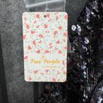 Free People  Sequin Illusion Dress L Black Fit Flare Cocktail Goth Glam Showgirl Photo 15