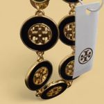 Tory Burch New Black Enamel Circle Logo Bracelet with Tag Photo 10