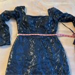 NWOT navy blue sequined long sleeve cocktail bodycon mini dress size 10 Photo 6