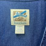 TravelSmith Utility Vest Blue Denim Buttons Pockets Fishing Hiking Women's Large Photo 1