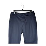 6397 Navy Blue Cotton Blend Flat Front Tapered Leg High Rise Cropped Pants 6 Photo 2