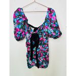 NWT For Love & Lemons Purple Blue Floral Back Tie Marley Mini Dress Small Photo 2