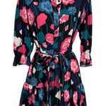 Kate Spade Shirt Dress Womens XS Black Polyester Whimsical Viney Floral Belt Photo 0