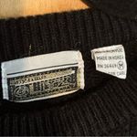 Vintage 80s Anytime Glitz Leather Floral Embellished Black Sweater Medium Photo 4