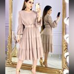 INA Ballon sleeve Tiered midi dress size M Photo 10