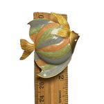 Gold Tone Fish Brooch Enamel Pastel Stripes Rhinestone Eye Pin Photo 3