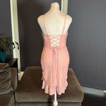 Women’s Pink Sequined Short Homecoming Party Dress Ruffle Hem CorsetBack Size 4 Photo 3