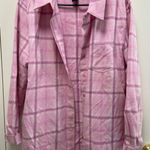 Denim & Co. Large Pink Plaid Button Down Shirt with Johnny Cash Graphic Photo 3