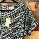 MELLODAY  Green‎ and Black Geo Print Top Medium Photo 2