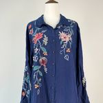 Johnny Was NWOT  Silk Embroidery Floral Violawide Cuff Seaside Midi Dress Size XL Photo 2