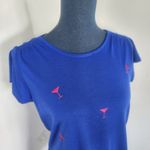 Vintage Rose Blue Top with Embroidered Martini Glass Design Red Size L Photo 1