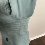 Athleta Moto Jacket Sweatshirt Knit Fleece Lined Zipper Pockets Minimalist Green Photo 6