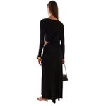 Paris Georgia Lola Black Ribbed Cutout Drape Maxi Dress S NWT Minimalist Chic Photo 3