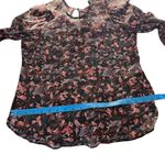 IRO Lou Top in Black Floral Red Long Sleeve Sheer Puff Sleeve Size 6 Medium M Photo 13