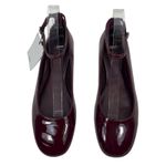 Mango  Faux Patent Leather Ankle Strap Flats Burgundy Size 38/ 7.5 Photo 3