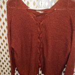 Sweet Wanderer Rust orange lace up Corset sweater v neck size M Photo 0