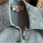 St. John Vintage  Evening Blue Knit Crystal 2Pc Skirt and Jacket Suit Quiet Luxury Photo 5