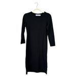 SONNET JAMES Reese Black Textured Dress Size Small Waffle Knit Midi Long Sleeves Photo 1
