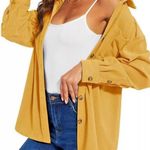 New Tacvasen Women's Gold Loose Fit Corduroy Shacket Shirt Long Sleeve Photo 0