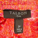 Talbots WOMENS 2X Cardigan Sweater Pink Orange Dash Stripe Collared Full Zip Photo 5
