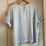 Primark  Women's Size 14 Oversized Linen Viscose Summer Sky Blue Short Sleeve Top Photo 4