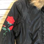 Rose‎ & snake appliqué faux fur collar bomber Black Size M Photo 2