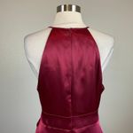 Alex Evenings Wine Red Satin Evening Gown Size 12 A-Line Halter Formal Dress Photo 6