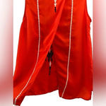 THML  Red Tank Blue/white Embroidery, Crossover Back, Womens X-Small Photo 3