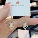 18K Gold Plated Cat's Eye Stone Drop Dangle Earrings for Women Photo 2