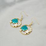 Seashell & starfish pendant drop hallow round shape gold plated earrings‎ faux f Size undefined Photo 2