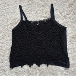 Vintage 90s Black Lace Cropped Tank Top Whimsygoth Festival Boho Photo 2