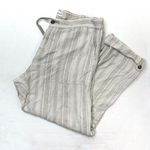 DASH Oatmeal Stripes Linen Blend Straight Leg Carpenter Utility Pants Size M Photo 1