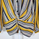 Haute Monde Mustard and Black Houndstooth Print Blouse Size Large Colorful Top Photo 2