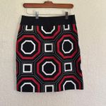 Ann Taylor Skirt Size 2 Geometric Print Black Red White Career Cocktail Photo 2