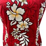 Vintage Jade Fashions Floral Hawaiian Print Sleeveless Dress Luau Made in Hawaii Red Photo 3