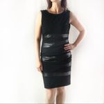 Lafayette 148 Genuine Leather Trim Ponte Sheath Dress Size 6 Black Photo 1