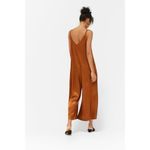 Lacausa  Santi Jumpsuit XS Bourbon Satin Wide Cropped Leg V-Neck Slip Romper EUC Photo 1