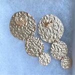 Anthropologie Hammered Gold Filled Oval 3 Disc Post Back Drop Statement Earrings Photo 2